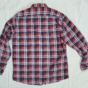 Vintage Sears Perma Prest Flannel red, blue, white L